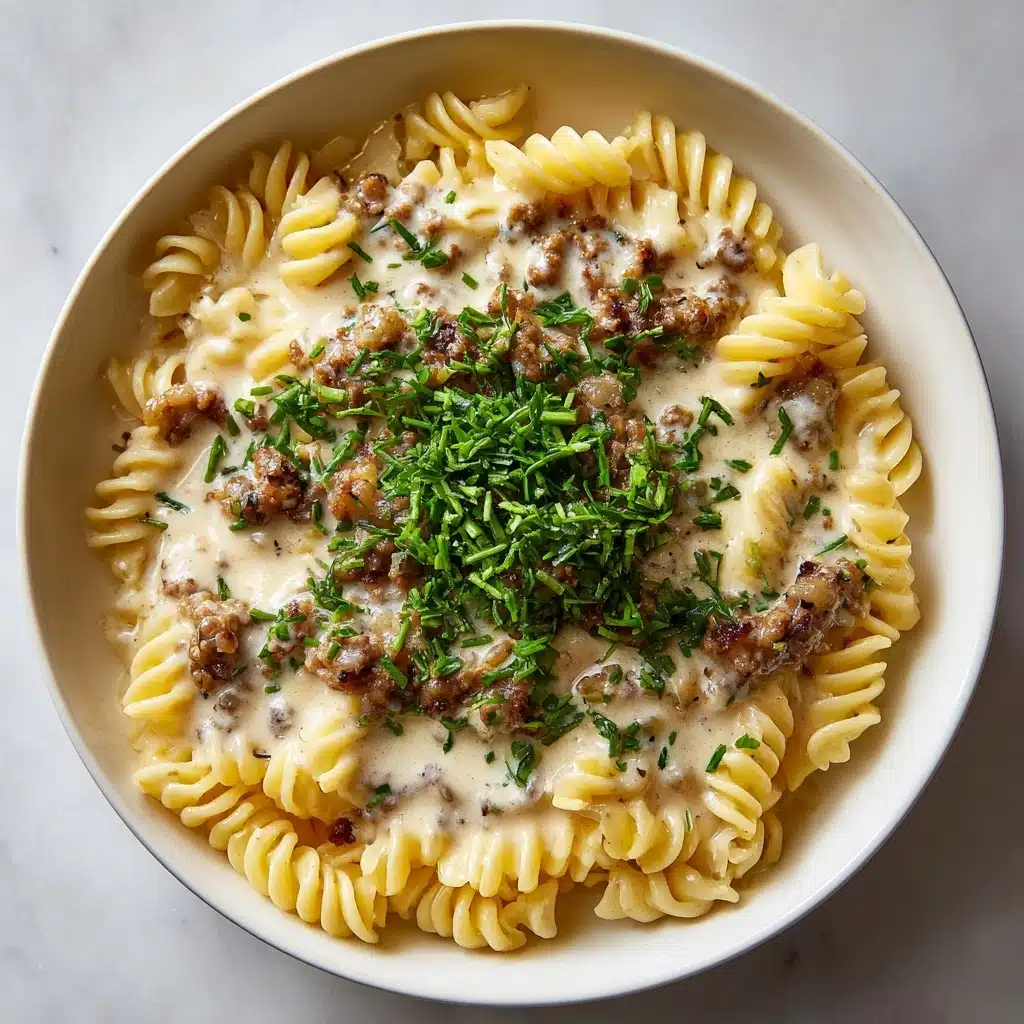 Beef and Rotini in Garlic Parmesan Sauce Recipe - Recipe Image