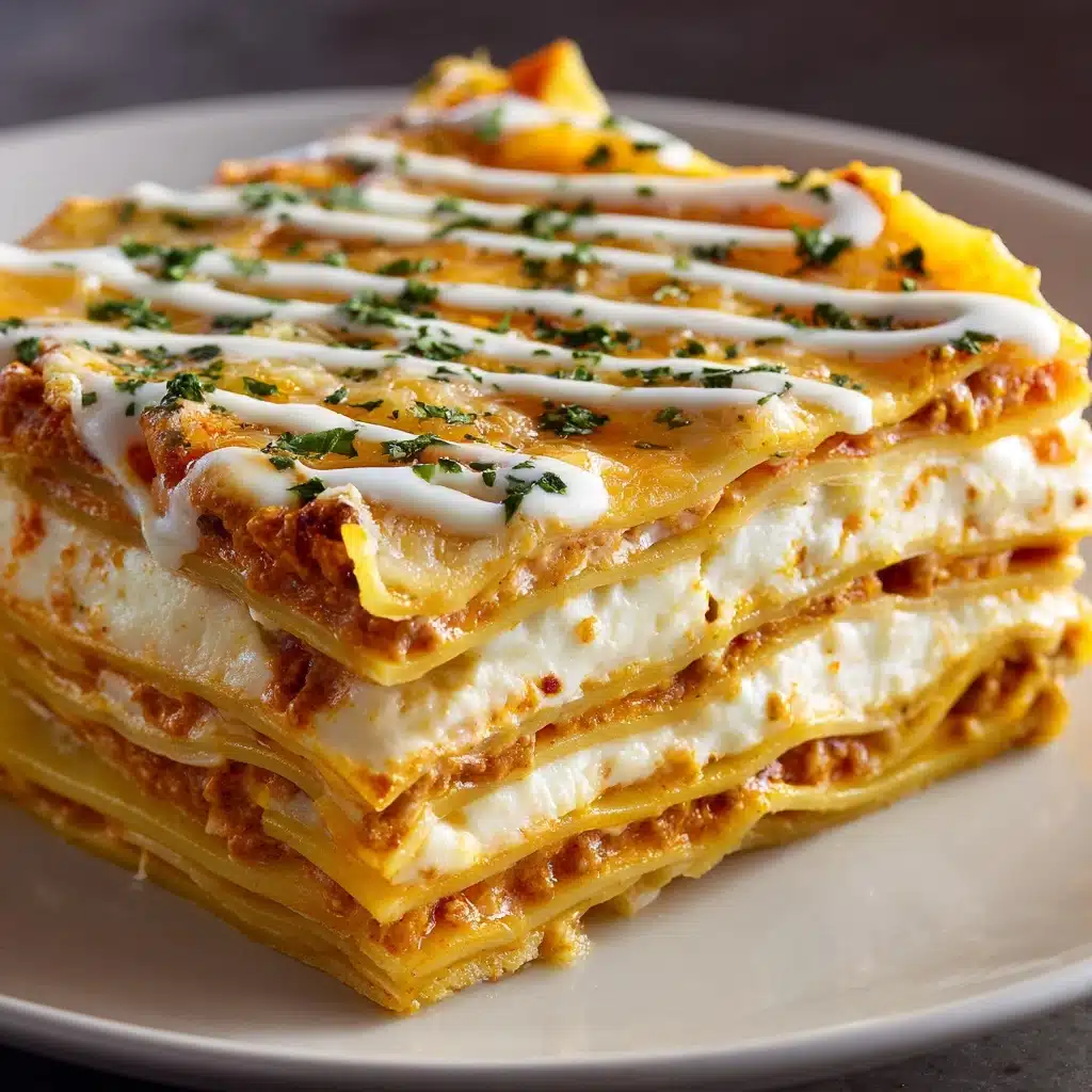 Cheesy Buffalo Chicken Lasagna with Ranch Drizzle Recipe - Recipe Image