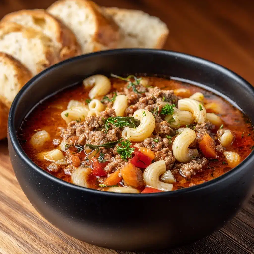Beef & Tomato Macaroni Soup Recipe
