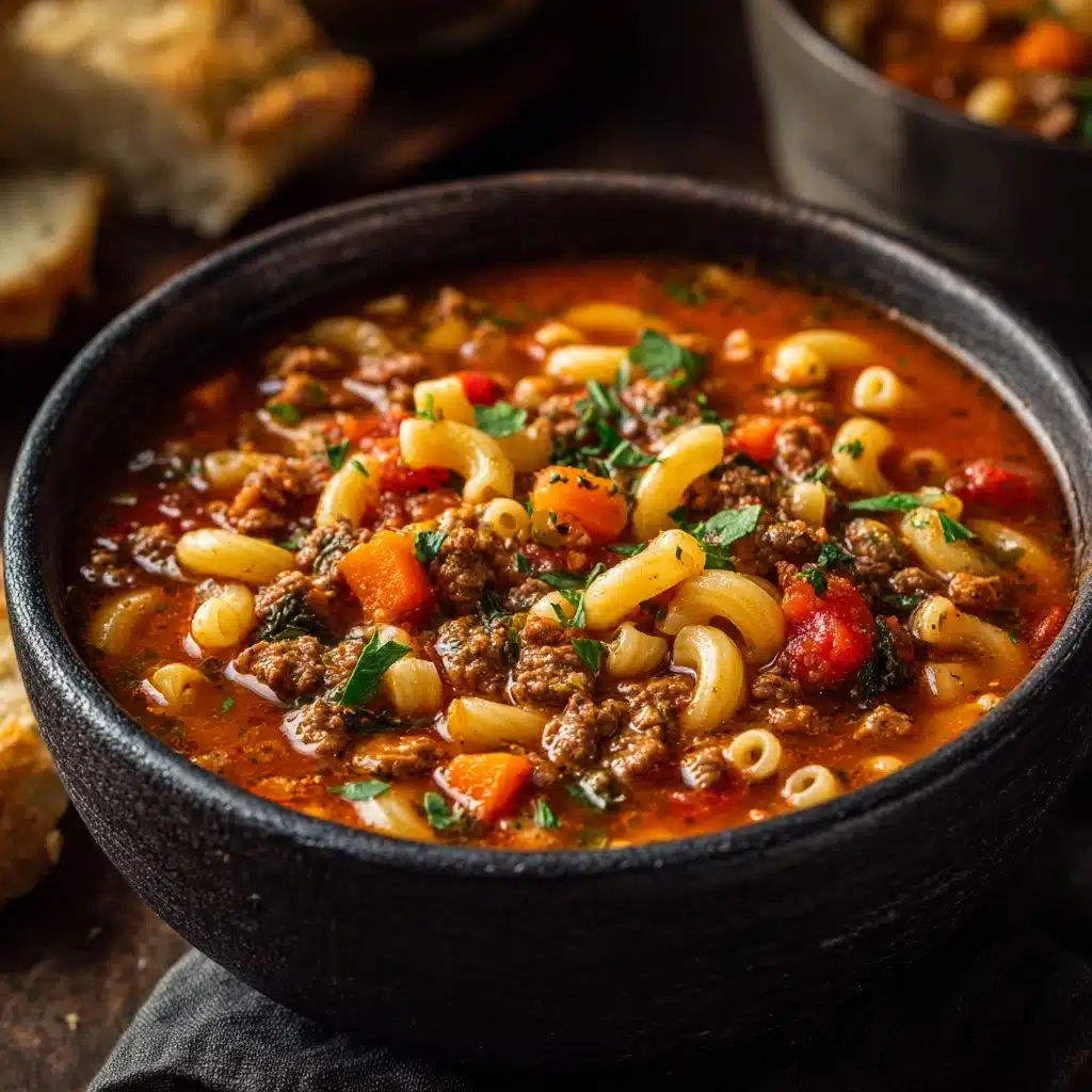 Beef & Tomato Macaroni Soup Recipe - Recipe Image
