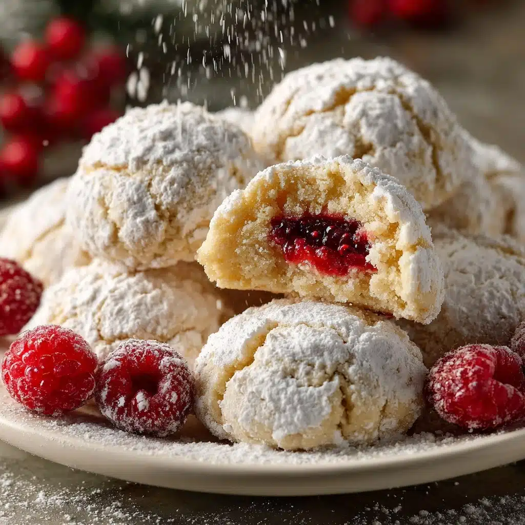 Raspberry Filled Almond Snowball Cookies Recipe
