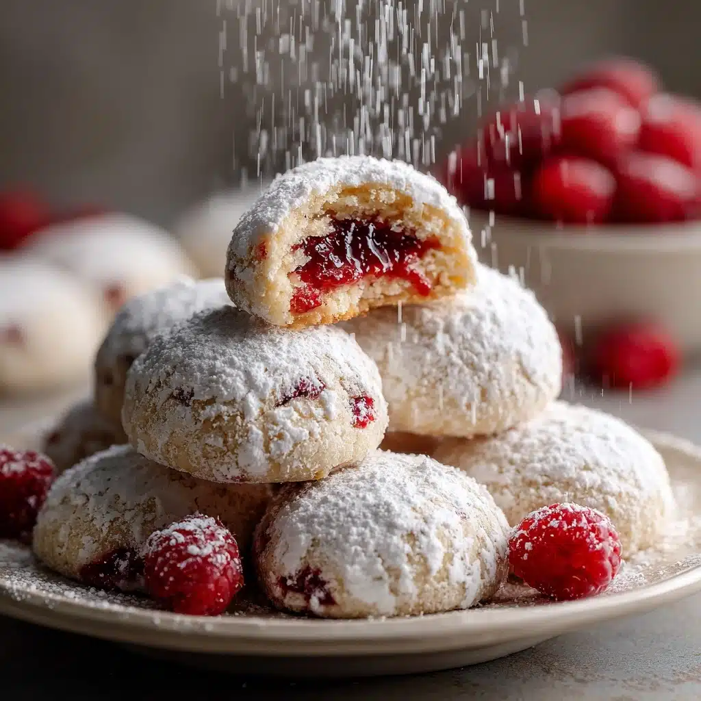 Raspberry Filled Almond Snowball Cookies Recipe - Recipe Image