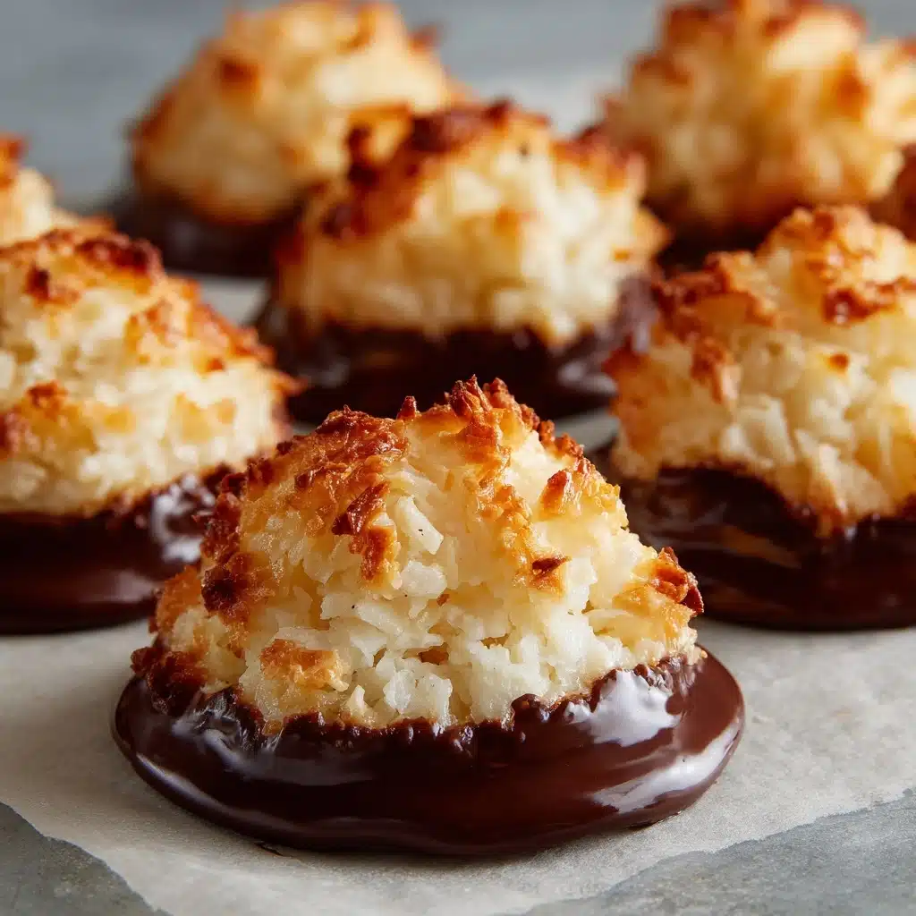 Coconut Macaroons Dipped in Chocolate Recipe - Recipe Image