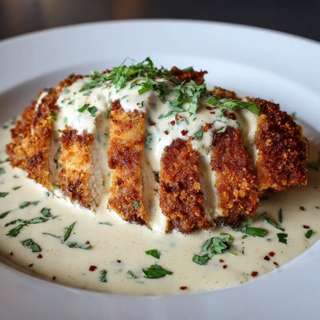 Parmesan Crusted Chicken With Creamy Garlic Sauce Recipe