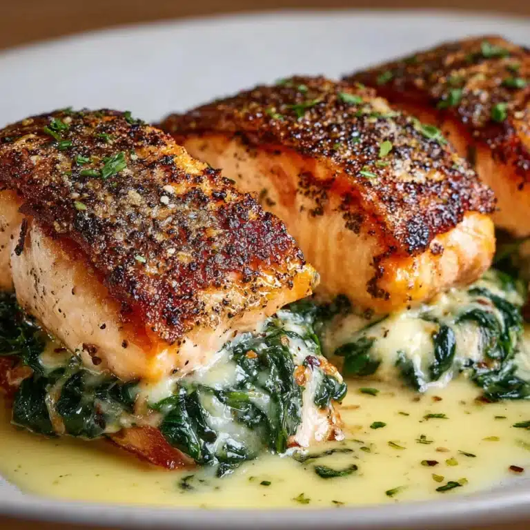Blackened Salmon Stuffed with Spinach and Parmesan Cheese Recipe
