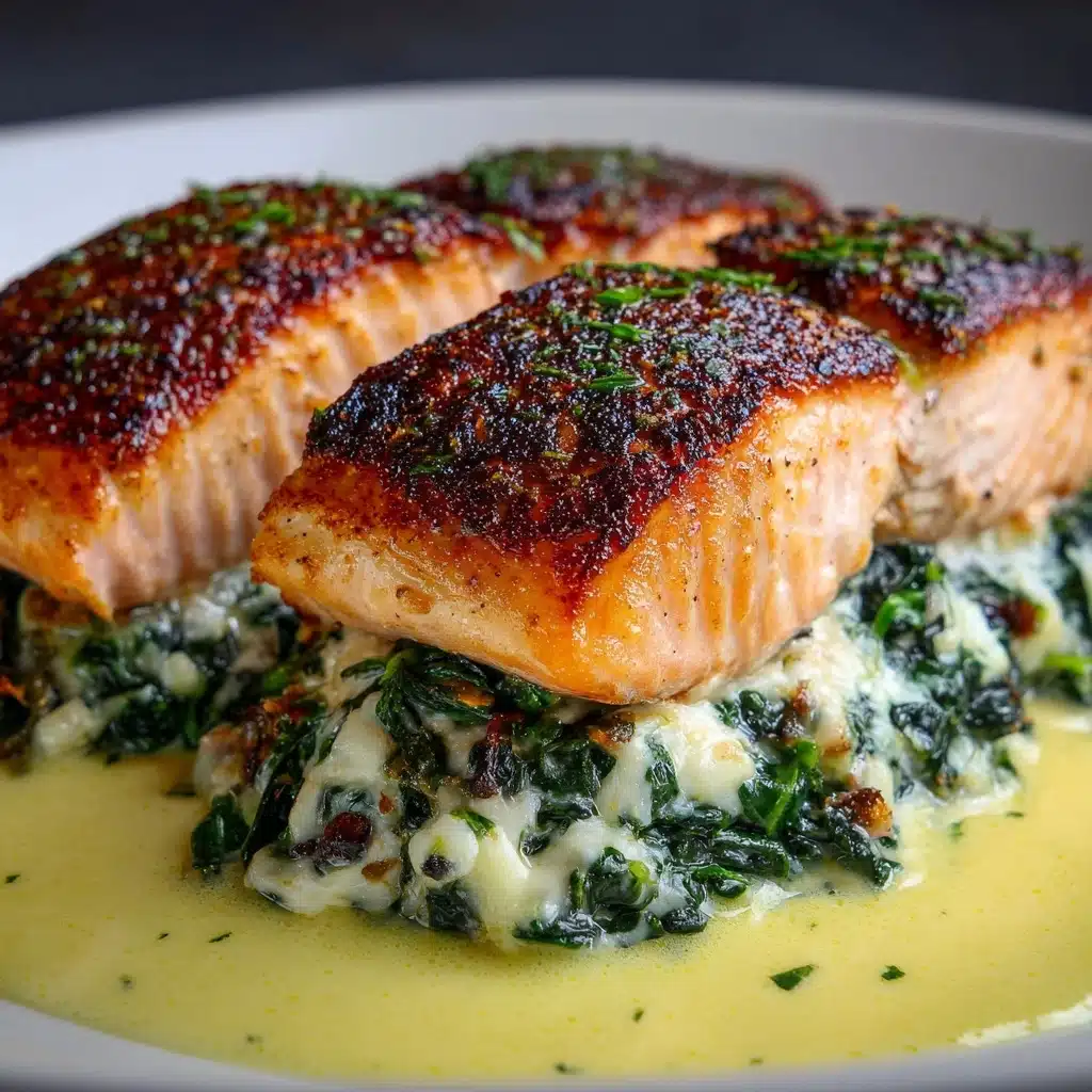 Blackened Salmon Stuffed with Spinach and Parmesan Cheese Recipe - Recipe Image