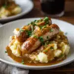 Bangers and Colcannon with Guinness Onion Gravy Recipe
