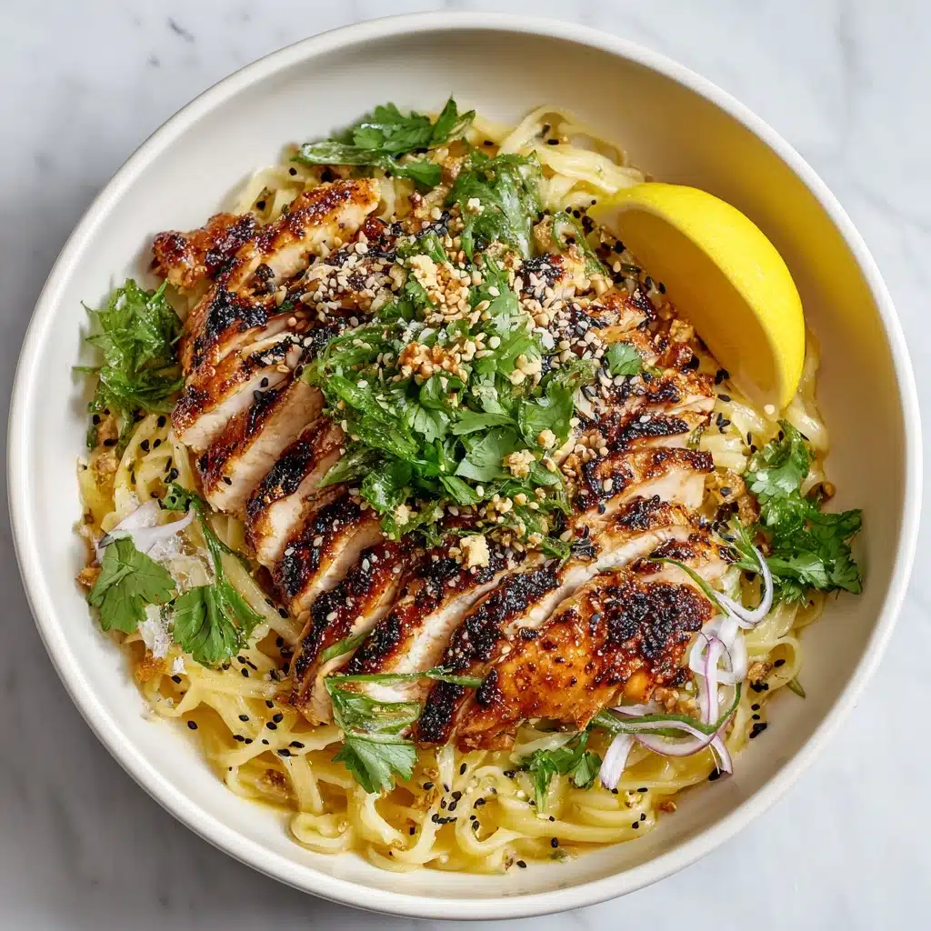 Lemon Garlic Chicken Noodle Bowl Recipe - Recipe Image