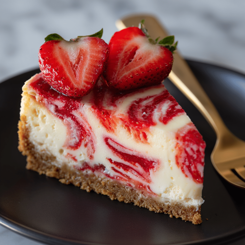 Strawberry Swirl Cheesecake Recipe - Recipe Image