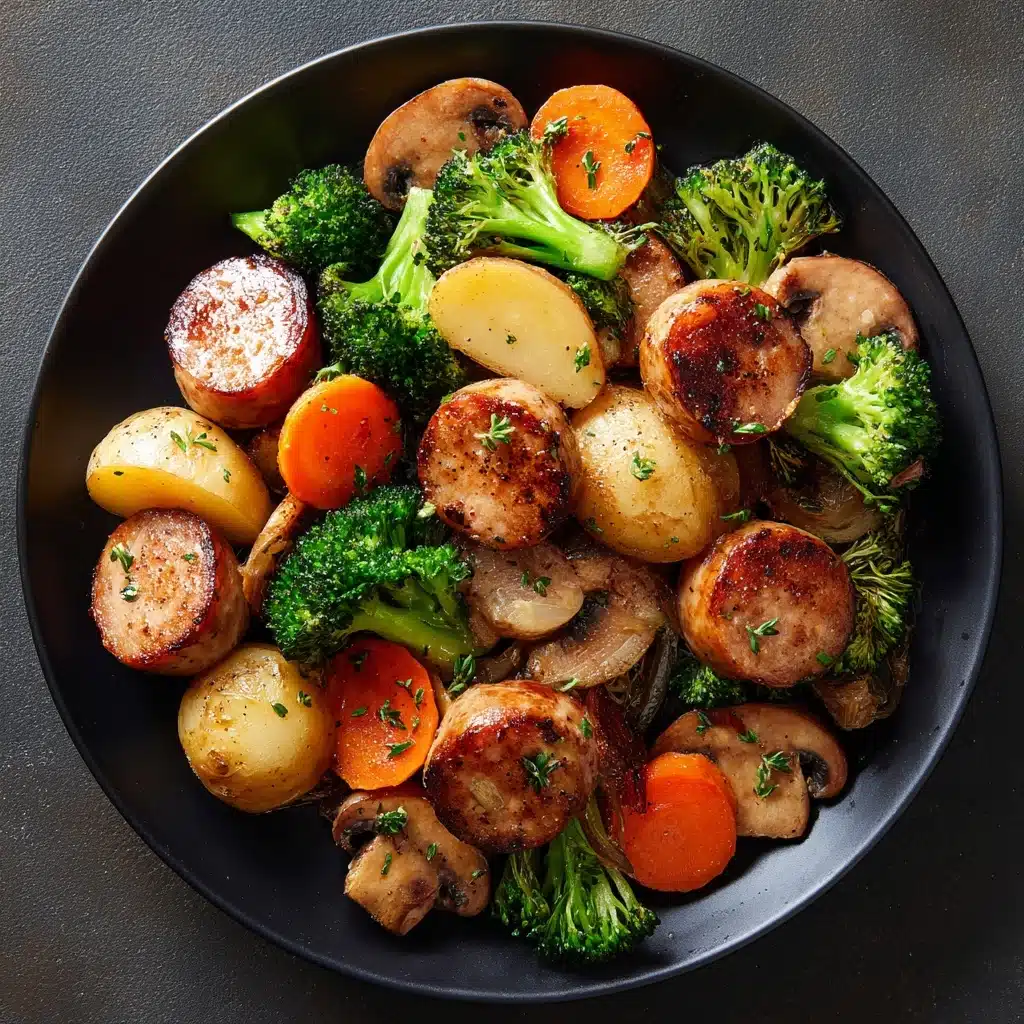 One Pan Baked Italian Sausage and Veggies Recipe - Recipe Image