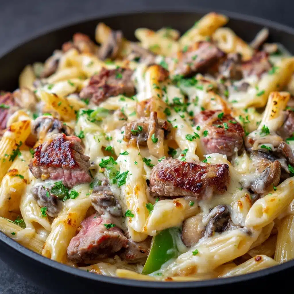 One Pot Philly Steak Pasta Recipe - Recipe Image