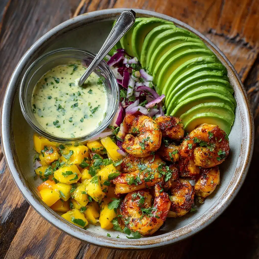 Shrimp and Avocado Bowls with Mango Salsa & Lime-Chili Sauce Recipe - Recipe Image