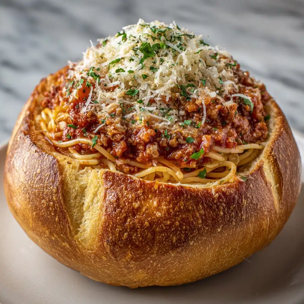 Personal Spaghetti Bread Bowls Recipe - Recipe Image