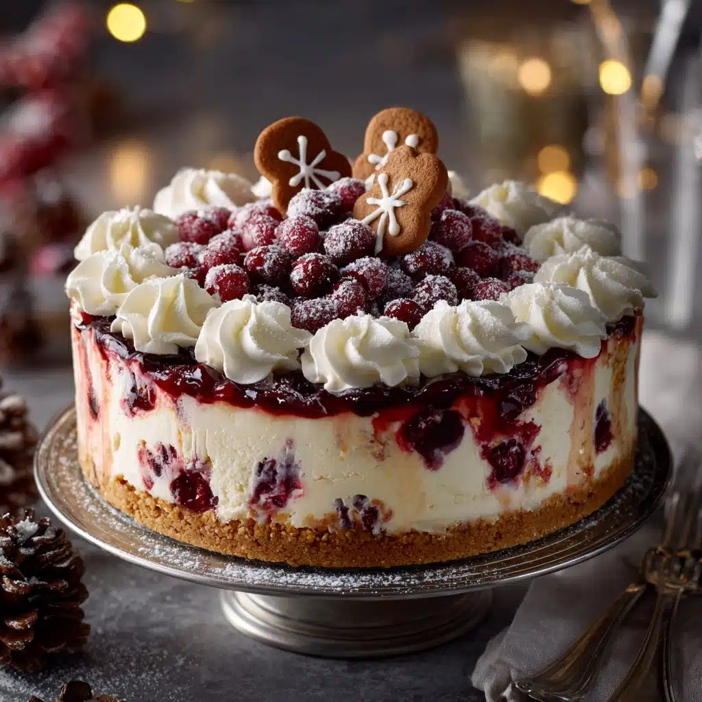 Christmas Cheesecake (Cranberry Jam White Chocolate Mousse Cheesecake) Recipe - Recipe Image