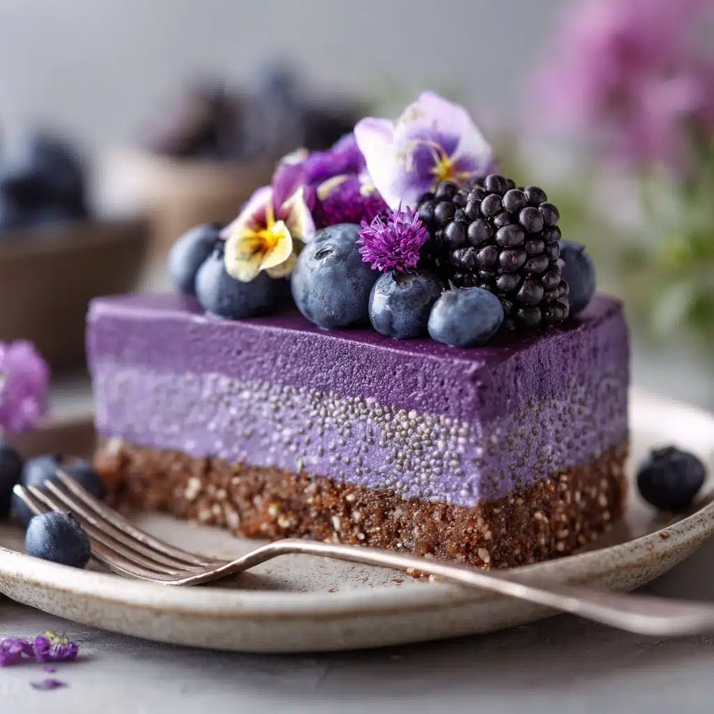 No Bake Plant-Based Vegan Blueberry Chia Seed Pie Recipe - Recipe Image