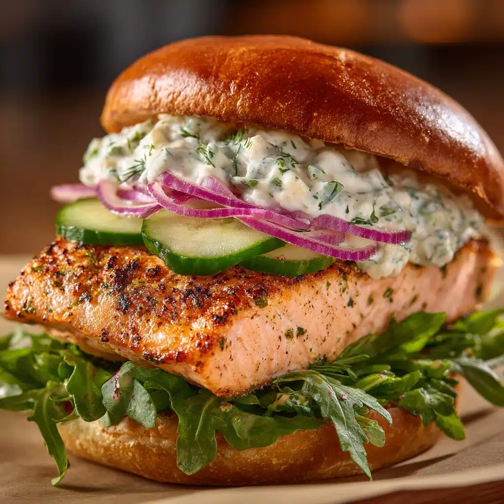 Salmon Sliders with Yogurt-Cucumber-Dill Sauce Recipe - Recipe Image