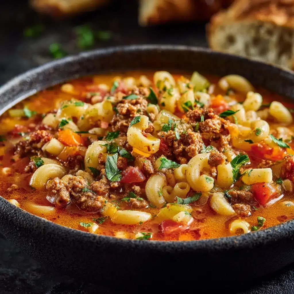 Beef & Tomato Macaroni Soup Recipe - Recipe Image