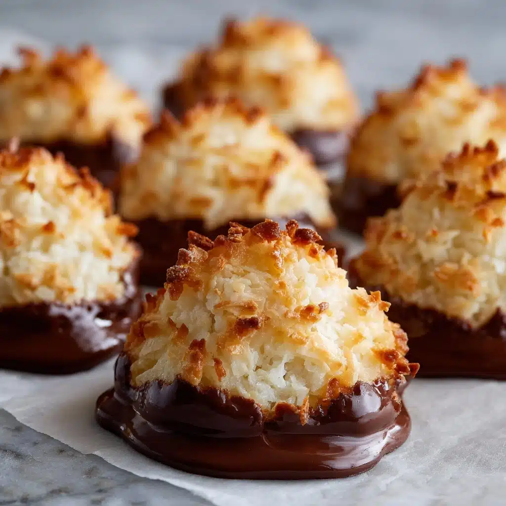 Coconut Macaroons Dipped in Chocolate Recipe - Recipe Image