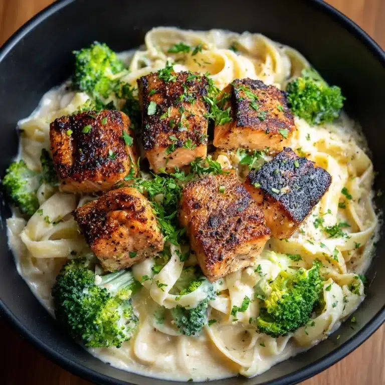 Blackened Salmon and Broccoli Alfredo Recipe