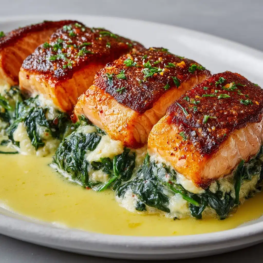 Blackened Salmon Stuffed with Spinach and Parmesan Cheese Recipe - Recipe Image