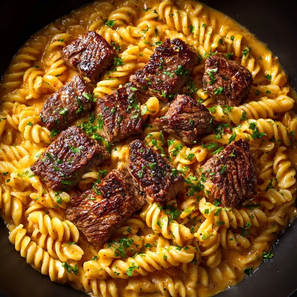 Creamy Cajun Butter Steak Pasta Skillet Recipe - Recipe Image