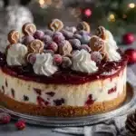 Christmas Cheesecake (Cranberry Jam White Chocolate Mousse Cheesecake) Recipe