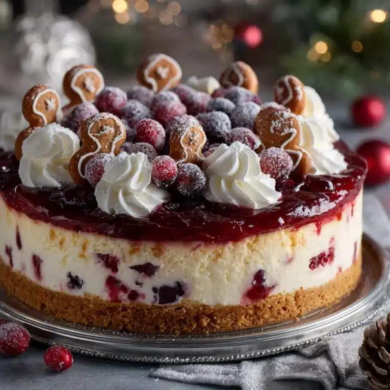 Christmas Cheesecake (Cranberry Jam White Chocolate Mousse Cheesecake) Recipe