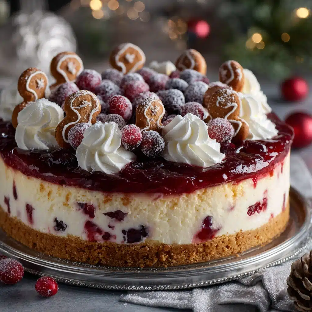 Christmas Cheesecake (Cranberry Jam White Chocolate Mousse Cheesecake) Recipe - Recipe Image