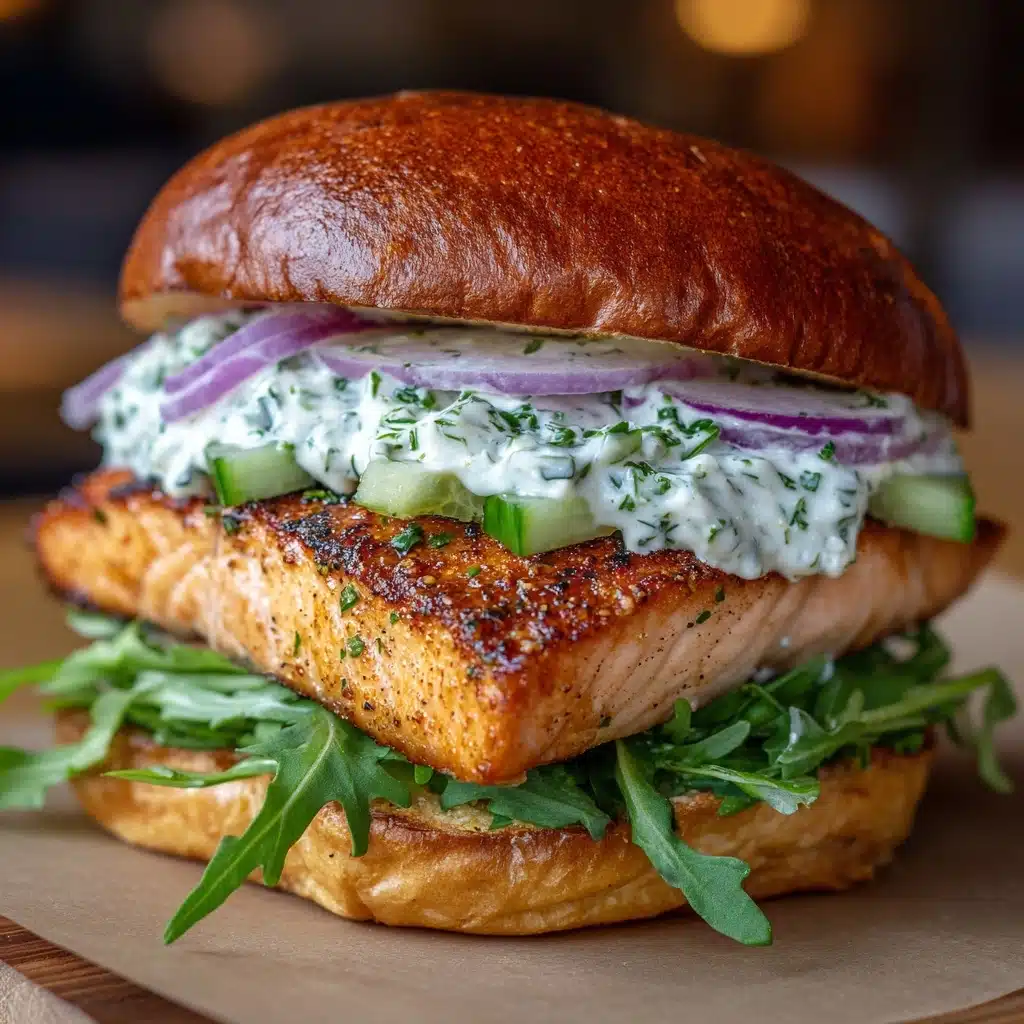 Salmon Sliders with Yogurt-Cucumber-Dill Sauce Recipe - Recipe Image