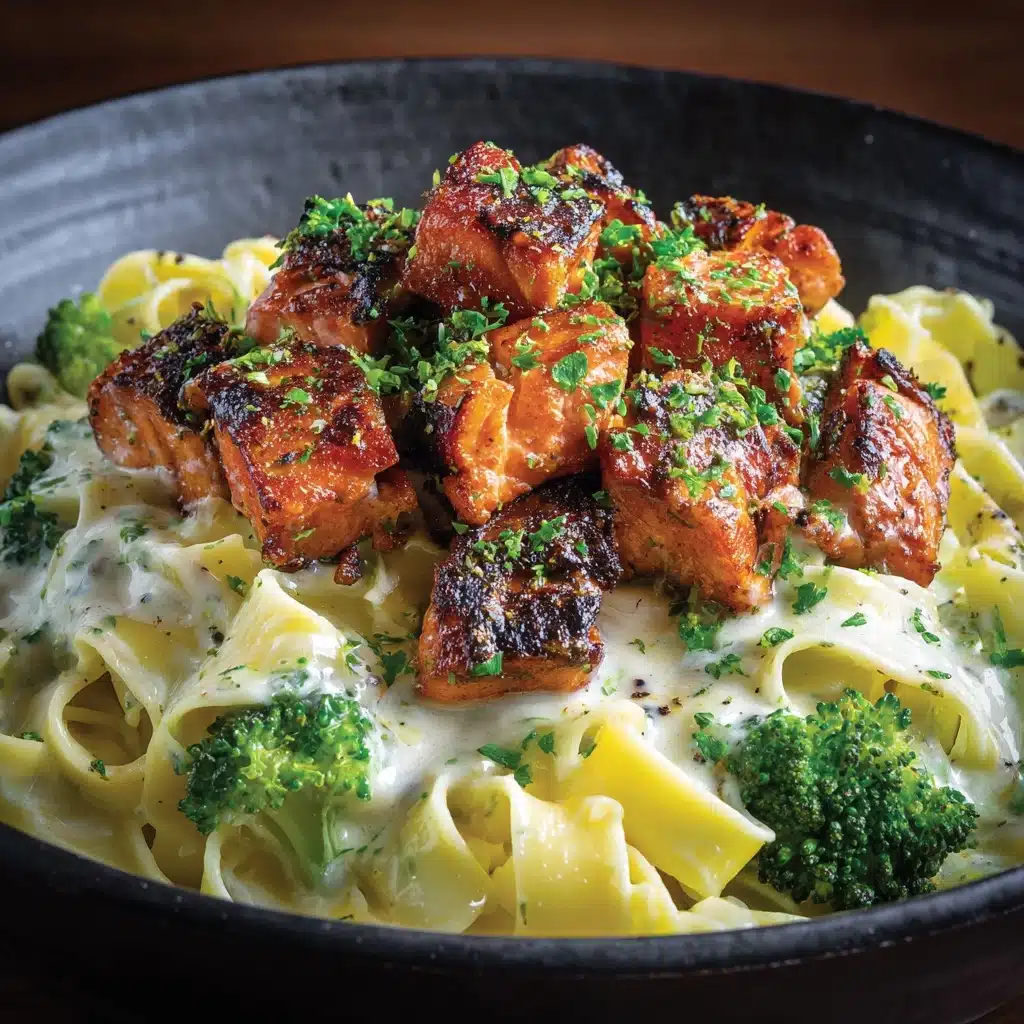 Blackened Salmon and Broccoli Alfredo Recipe - Recipe Image