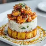 Teriyaki Shrimp and Pineapple Rice Stack Recipe
