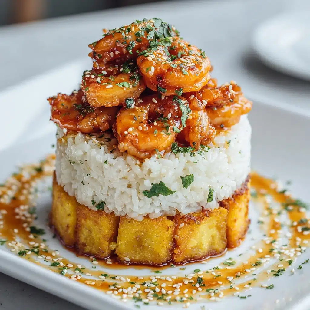 Teriyaki Shrimp and Pineapple Rice Stack Recipe - Recipe Image