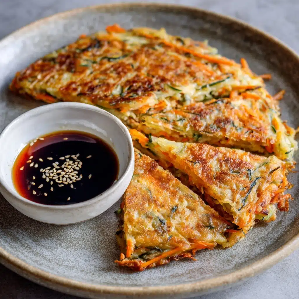 Crispy Korean Vegetable Pancake with Dipping Sauce Recipe - Recipe Image