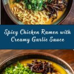 Fiery Chicken Ramen with Creamy Garlic Sauce Recipe