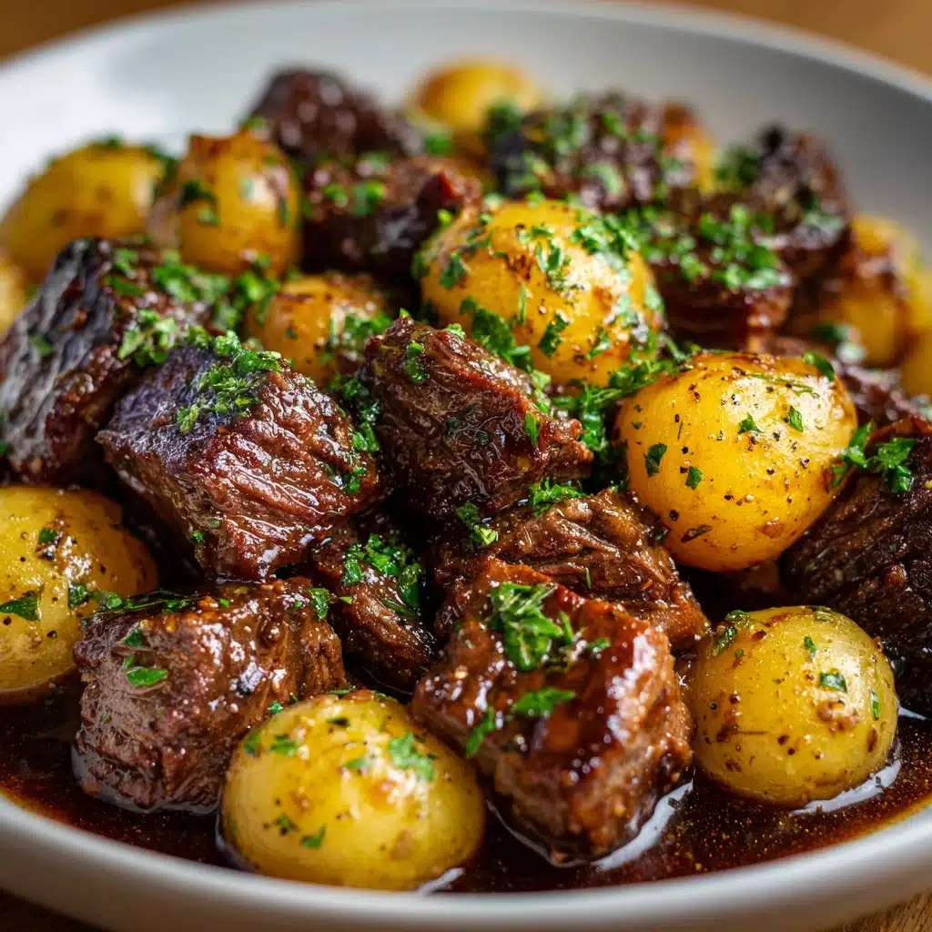 Slow Cooker Garlic Butter Beef Bites & Potatoes Recipe - Recipe Image