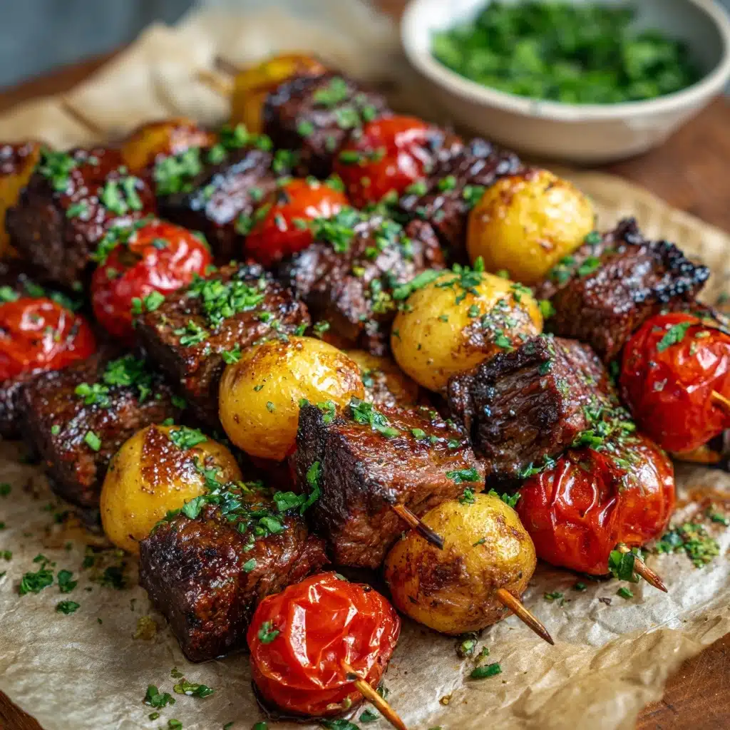 Rosemary Garlic Steak Kebabs Recipe - Recipe Image