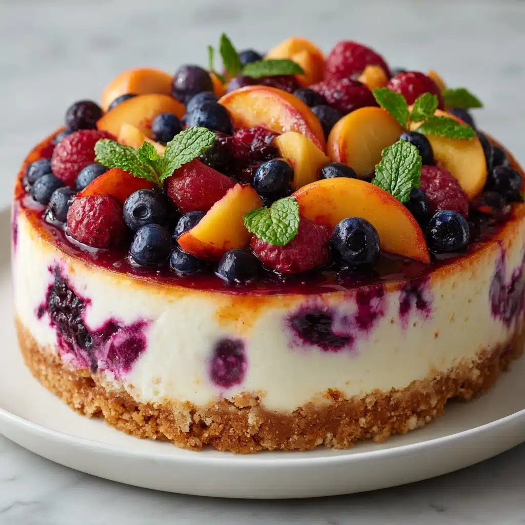 Summer Berry and Peach Cheesecake Recipe - Recipe Image