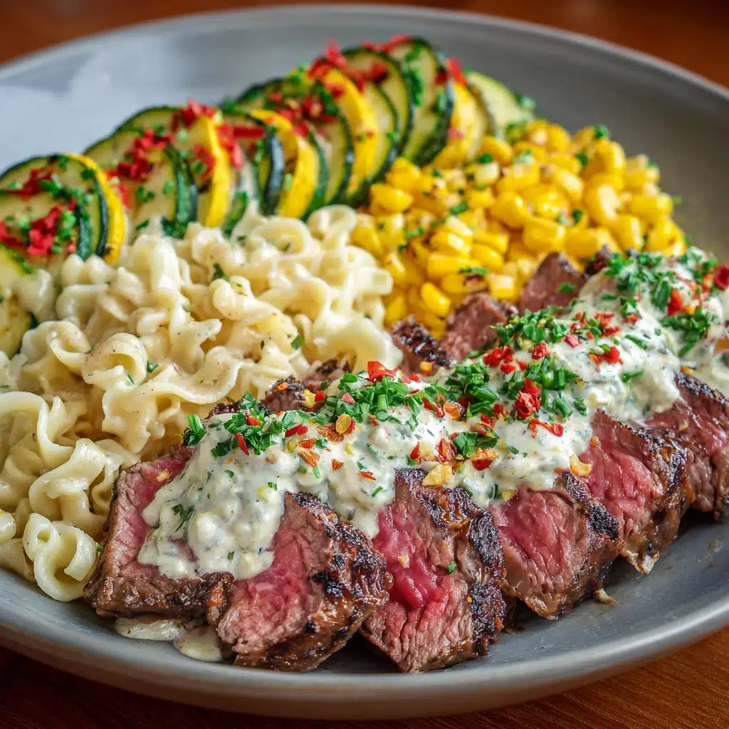 Steak, Avocado & Roasted Corn Bowl with Cilantro Cream Sauce Recipe - Recipe Image