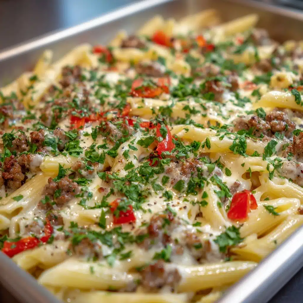 Philly Cheesesteak Pasta Recipe - Recipe Image