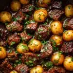 Slow Cooker Garlic Butter Beef Bites & Potatoes Recipe