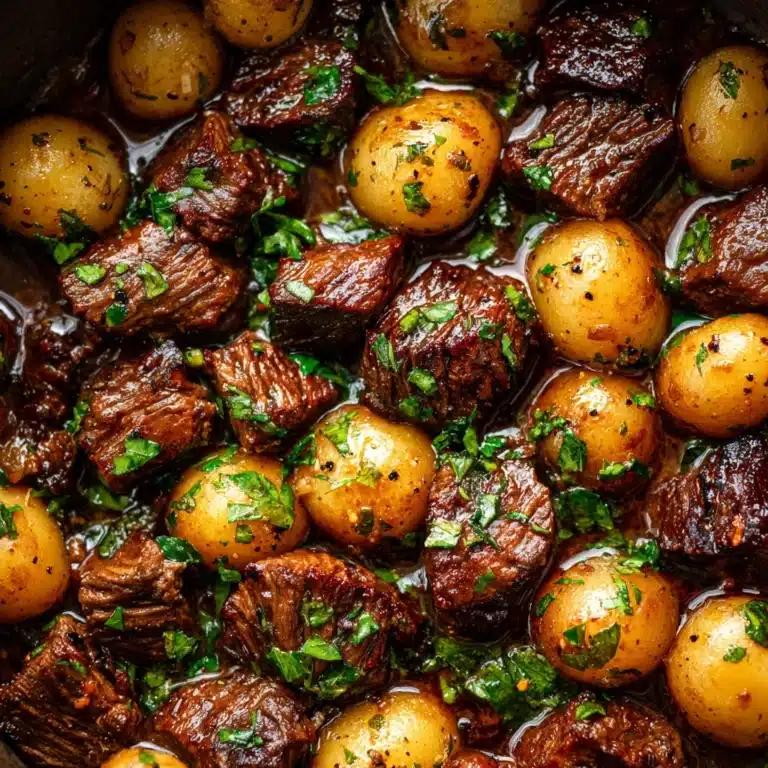 Slow Cooker Garlic Butter Beef Bites & Potatoes Recipe