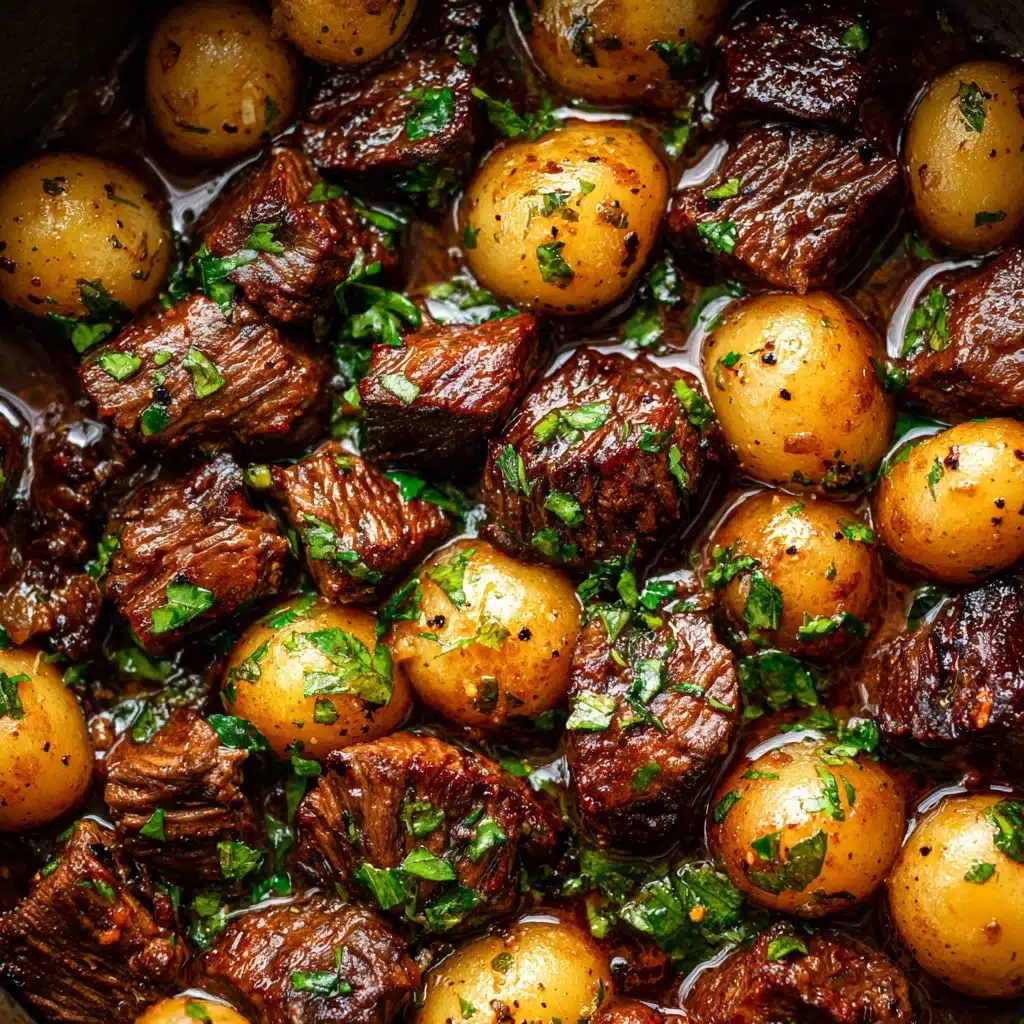 Slow Cooker Garlic Butter Beef Bites & Potatoes Recipe