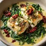Creamy Keto Tuscan Cod with Spinach and Sun-Dried Tomatoes Recipe