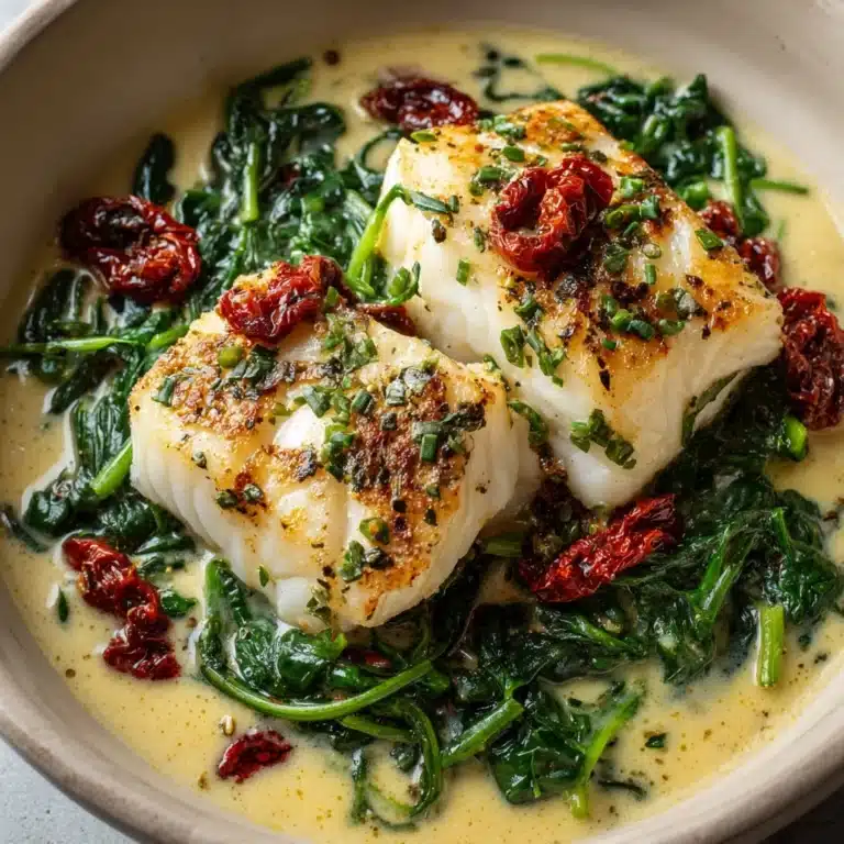 Creamy Keto Tuscan Cod with Spinach and Sun-Dried Tomatoes Recipe