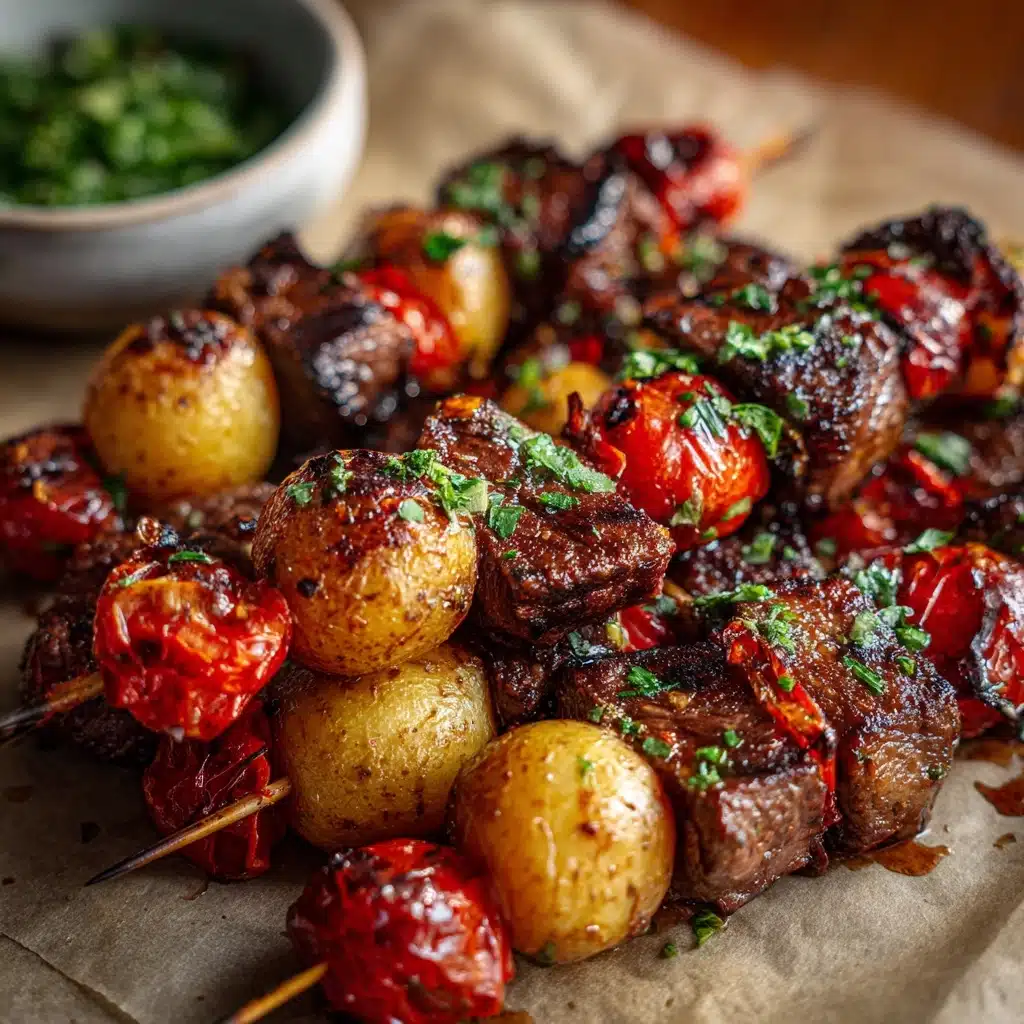Rosemary Garlic Steak Kebabs Recipe - Recipe Image