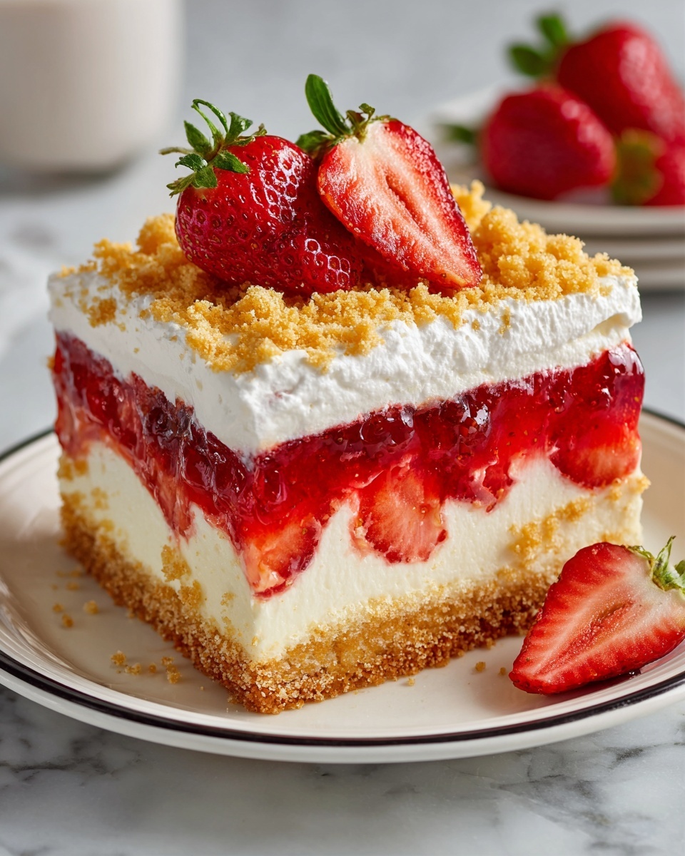 No Bake Strawberry Cheesecake Lasagna Recipe - Recipe Image