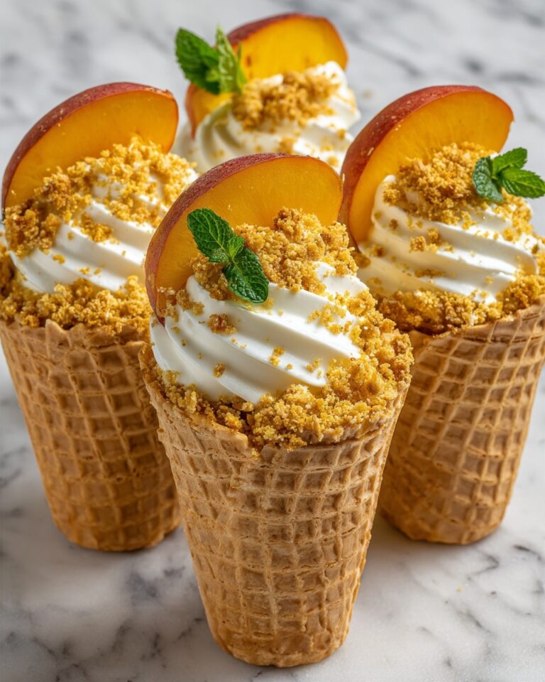 Peach Cobbler Cheesecake Cones Recipe
