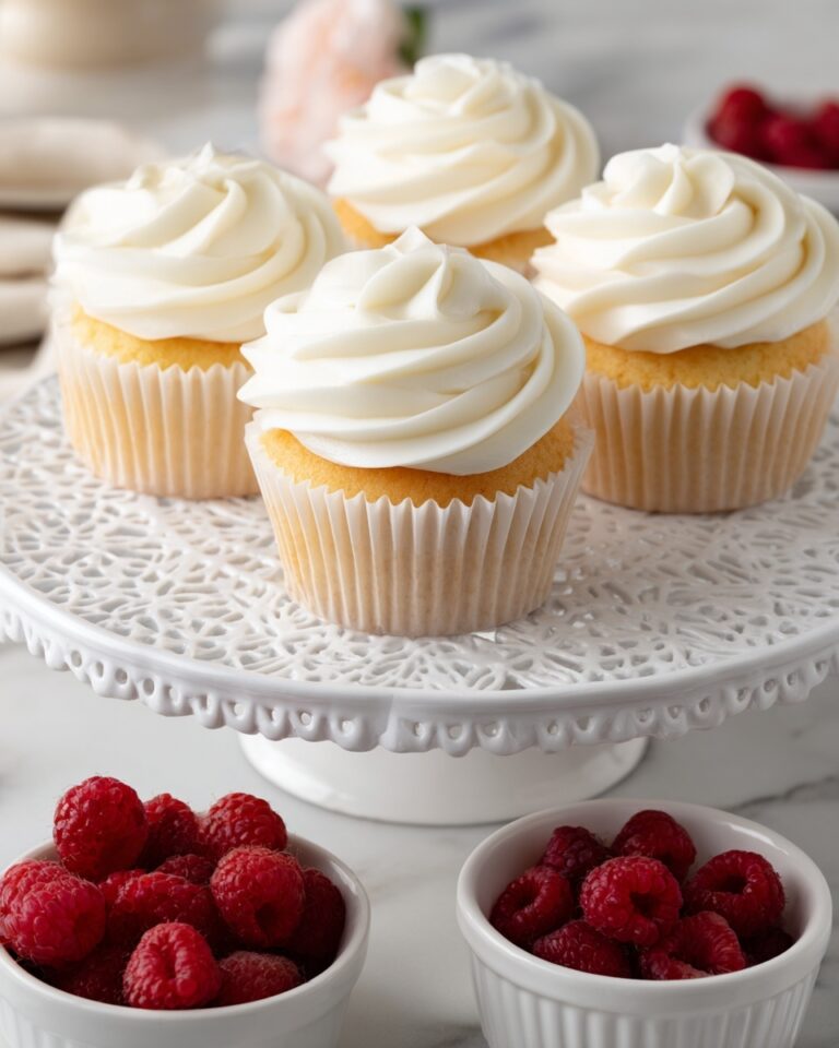 Almond Wedding Cake Cupcakes with Raspberry Filling Recipe