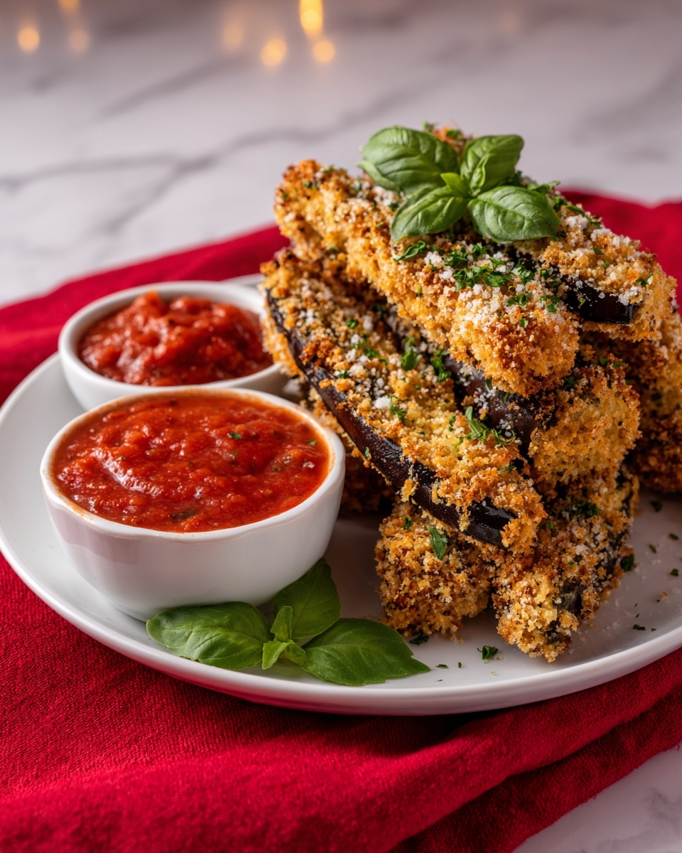 Crispy Baked Eggplant Fries with Marinara Recipe - Recipe Image