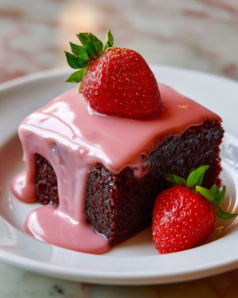 Strawberry Brownies with Pink Glaze Recipe